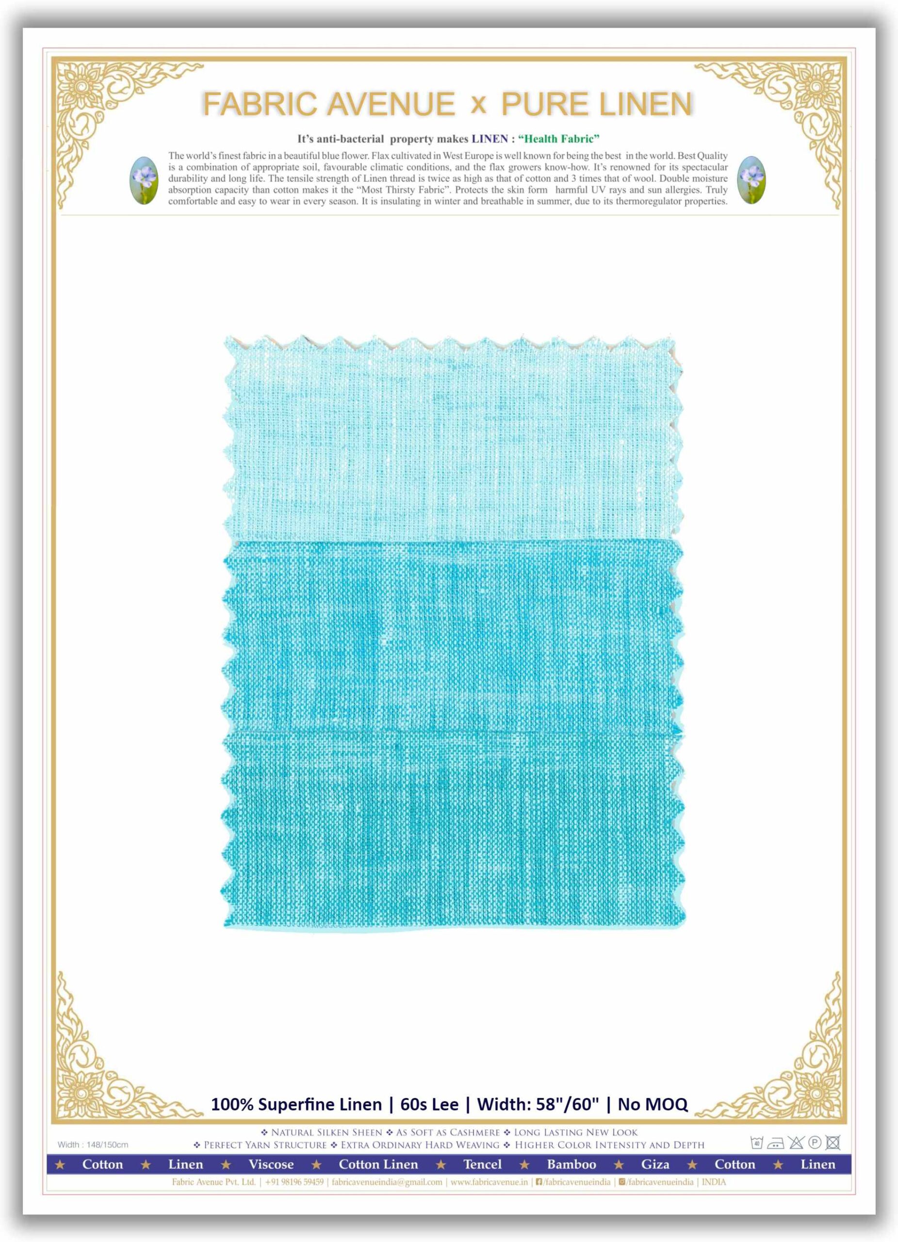 100% Superfine Linen | 60s Lee | Mill Made Fabrics | 3 Colour Chart