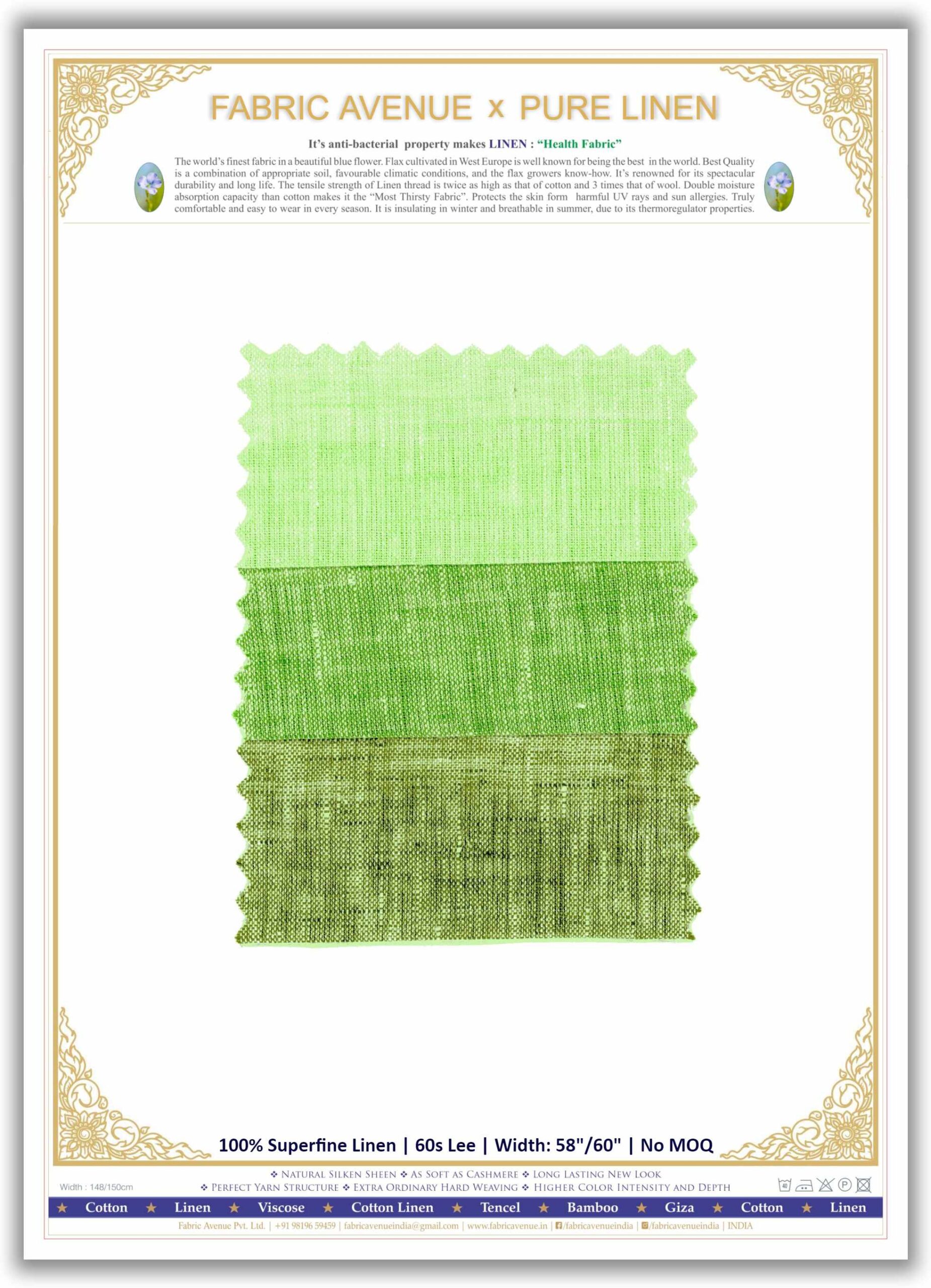 100% Superfine Linen | 60s Lee | Mill Made Fabrics | 3 Colour Chart