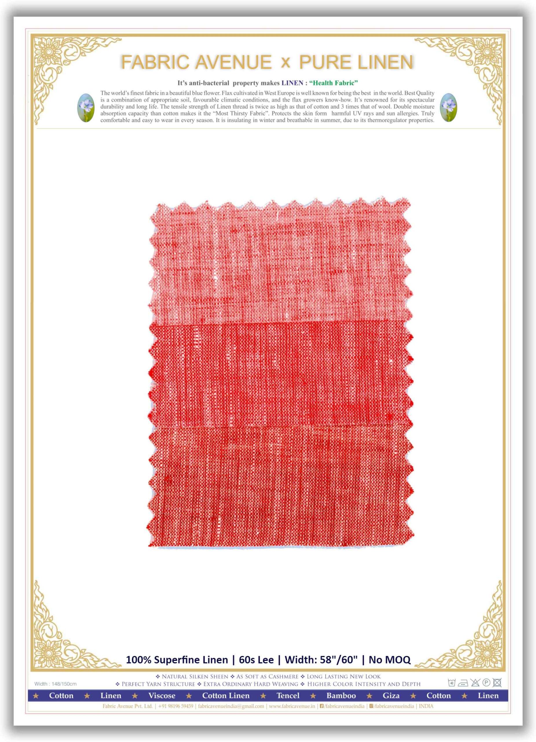 100% Superfine Linen | 60s Lee | Mill Made Fabrics | 3 Colour Chart