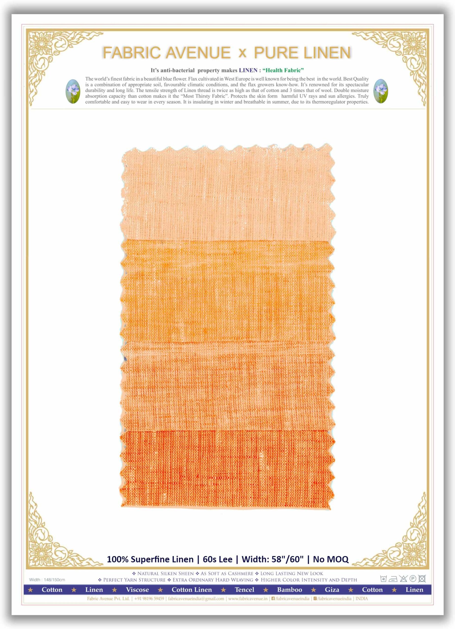 100% Superfine Linen | 60s Lee | Mill Made Fabrics | 4 Colour Chart