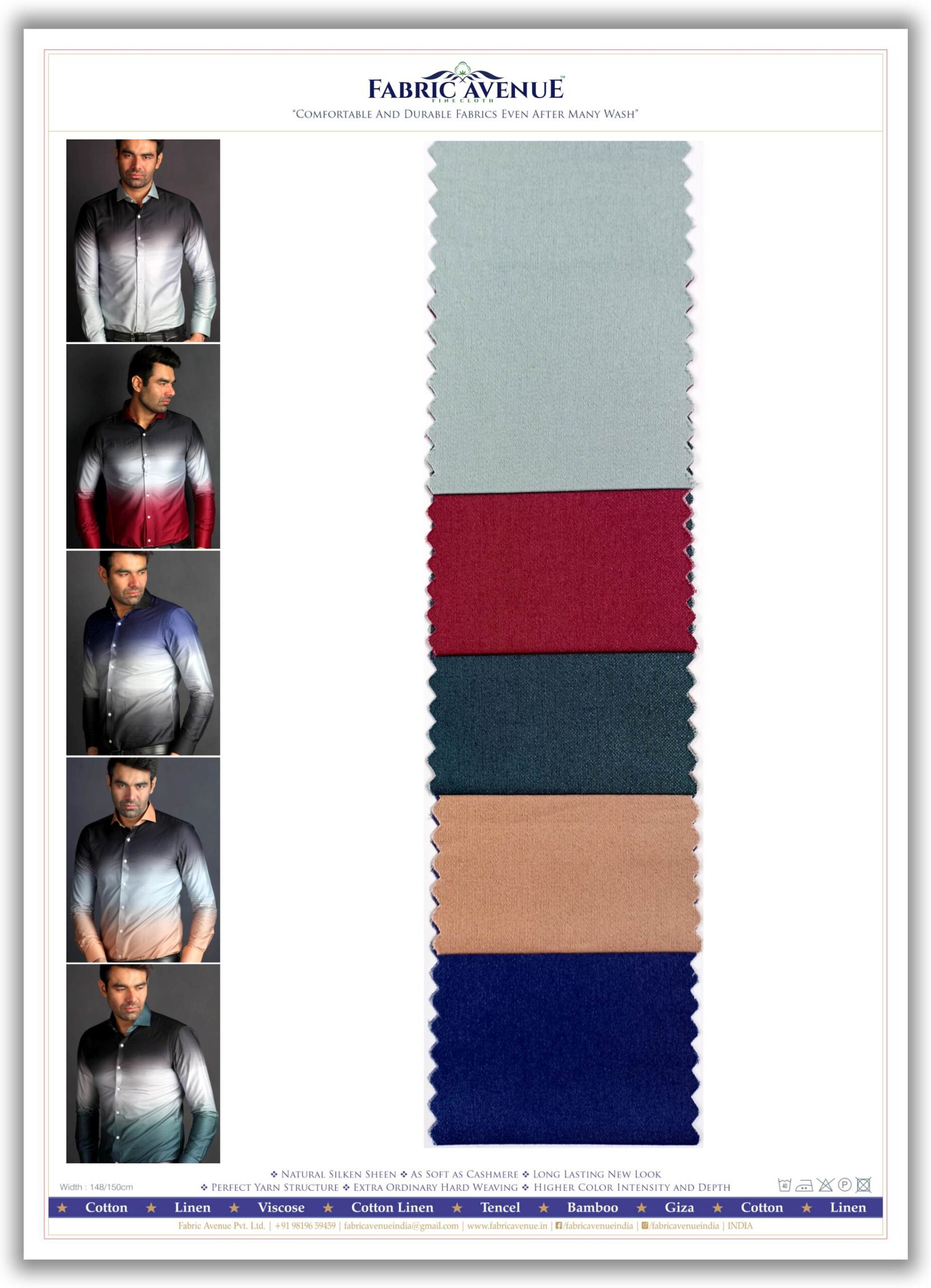 Ombre Shirting Fabric - Sample With 5 Poster Free