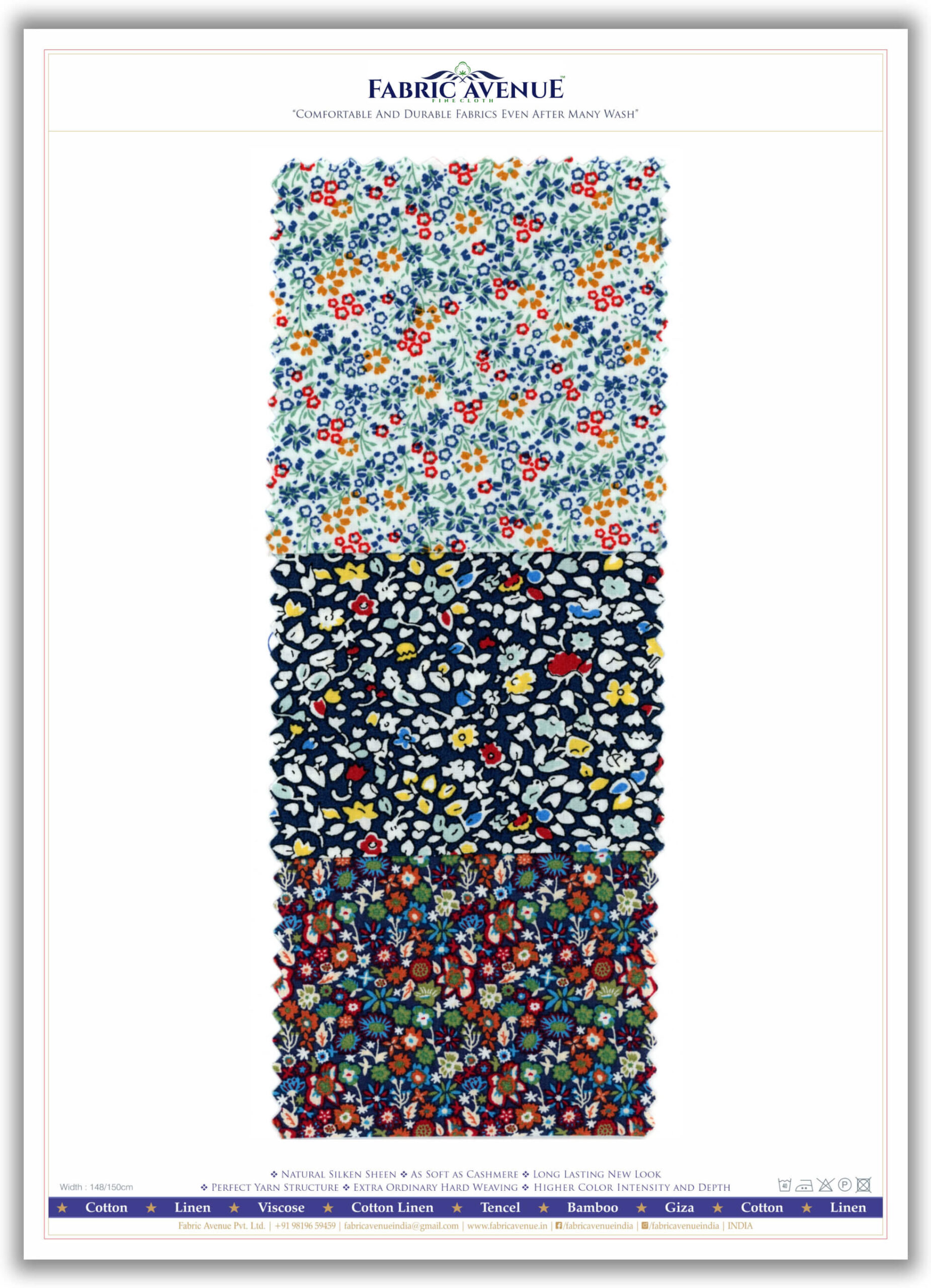 100% Cotton 60s Poplin Print - 3 Samples